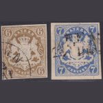 Bayern 1868 - MiNr. 20 + 21 gestempelt - 6 + 7 Kr. ultramarin