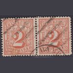 Hamburg 1864 - MiNr. 13 Paar Einheit gestempelt - 2 Schilling orangerot
