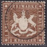 Altdeutschland Württemberg 1860 - MiNr. 16 xa gestempelt - 1 Kreuzer braun