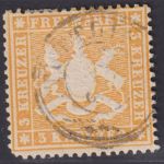 Altdeutschland Württemberg 1860 - MiNr. 17 ya gestempelt - 3 Kreuzer gelborange