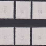 Bund Nr. 1340, 1347-48, 1469, 1665, 1860 R Melierfaser Rollenmarke ungerade ZN
