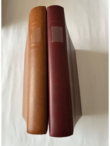 2 x Lindner Ringbinder, 18-Ringe, Braun und Rot wattiert, gebraucht