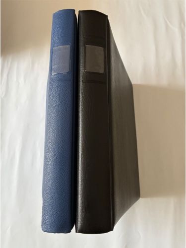 2 x Lindner Ringbinder, 18-Ringe, Blau genarbt, Schwarz wattiert, gebraucht