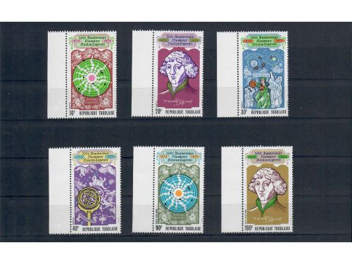 Togo, MiNr. 982 A-987 A, 982 B-987 B, Block 77, **, 500. Geb. von Kopernikus