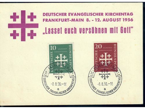 Bund, MiNr. 235-236, Karte, FDC, Sst. Deutscher Evangelischer Kirchentag, 8.8.56