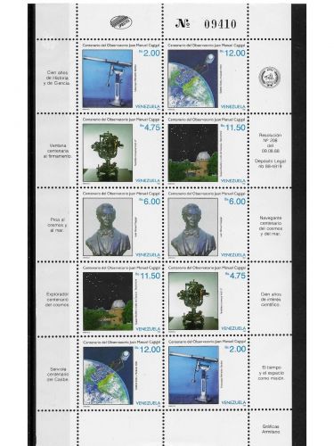 Venezuela, MiNr. 2562-2566 Kleinbogen **, Juan-Manuel-Cagigal-Observatorium