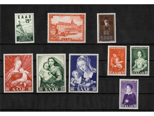 Saarland, Jahrgang 1954, MiNr. 348-356 postfrisch