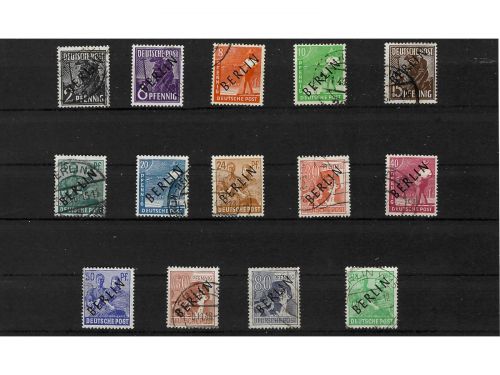 Berlin, gestempelt, MiNr. 1-4, 6-9, 11-16, Schwarzaufdruck