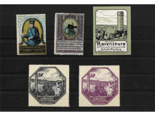 10 x Reklamemarken Werbemarken Vignetten vor 1945, 10 verschiedene