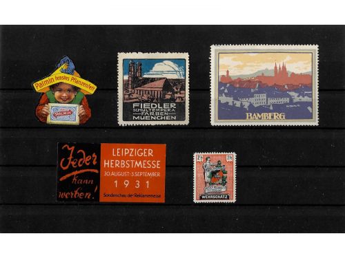 10 x Reklamemarken Werbemarken Vignetten vor 1945, 10 verschiedene