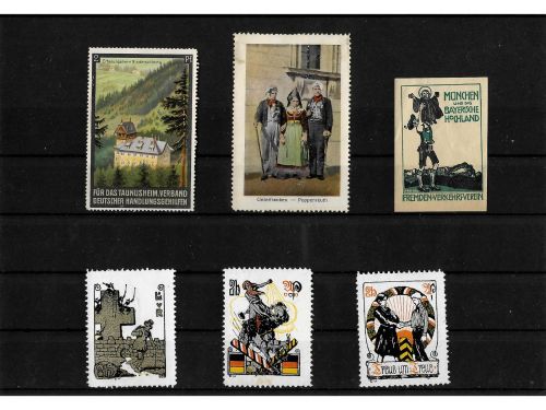 10 x Reklamemarken Werbemarken Vignetten vor 1945, 10 verschiedene