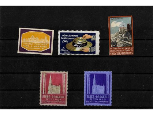 10 x Reklamemarken Werbemarken Vignetten vor 1945, 10 verschiedene