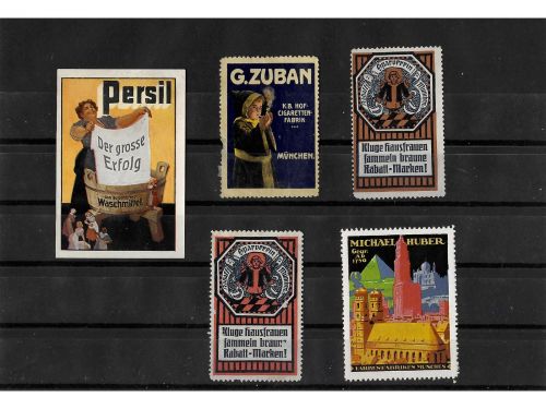10 x Reklamemarken Werbemarken Vignetten vor 1945, 10 verschiedene