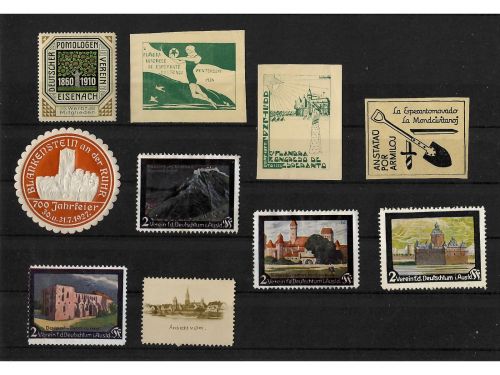 10 x Reklamemarken Werbemarken Vignetten vor 1945, 10 verschiedene