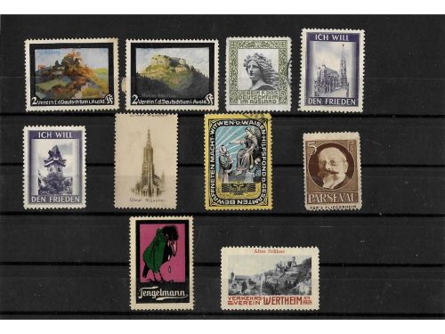 10 x Reklamemarken Werbemarken Vignetten vor 1945, 10 verschiedene