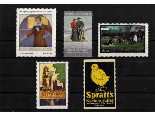 10 x Reklamemarken Werbemarken Vignetten vor 1945, 10 verschiedene