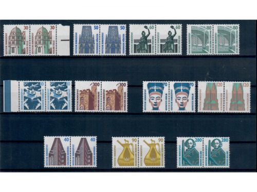 Bund, Sehenswürdigkeiten, waagerechte Paare, Jahre 1987-1989 kompl., postfrisch