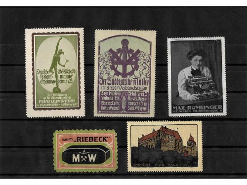 10 x Reklamemarken Werbemarken Vignetten vor 1945, 10 verschiedene