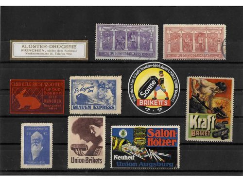 10 x Reklamemarken Werbemarken Vignetten vor 1945, 10 verschiedene