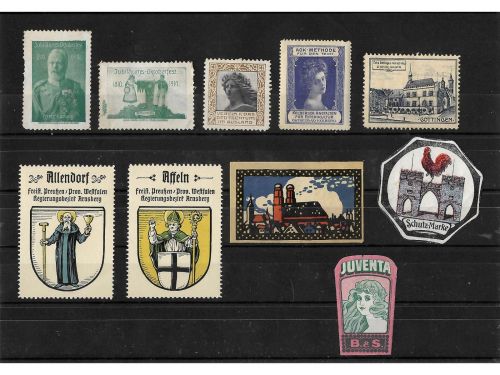 10 x Reklamemarken Werbemarken Vignetten vor 1945, 10 verschiedene