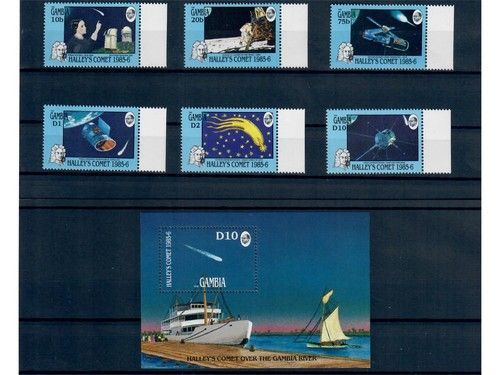 Gambia, MiNr. 610-615, Block 21 **, Halley’s Comet, Halleyscher Komet