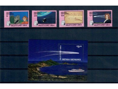 Grenada/Grenadinen, MiNr. 753-756, Block 107 **, postfrisch, Halleyscher Komet