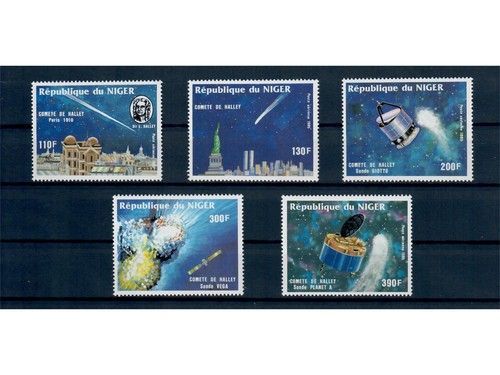 Niger, MiNr. 977-981 **, postfrisch, Halley’s Comet, Halleyscher Komet