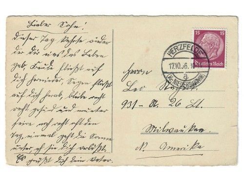 Deutsches Reich, Hindenburg-Medaillon, 15 Pf. auf Postkarte nach USA