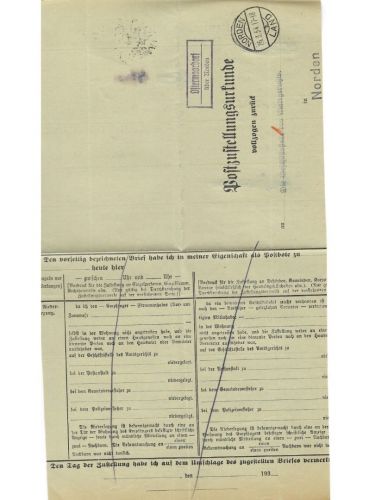 Landpoststempel Ostermoordorf über Norden auf PZU vom 26.3.34