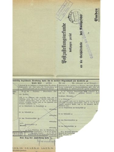 Landpoststempel Schweindorf über Norden auf PZU vom 11.7.38