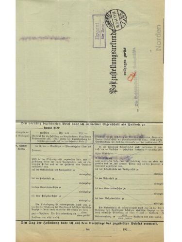 Landpoststempel Upgant über Norden auf PZU vom 10.10.34
