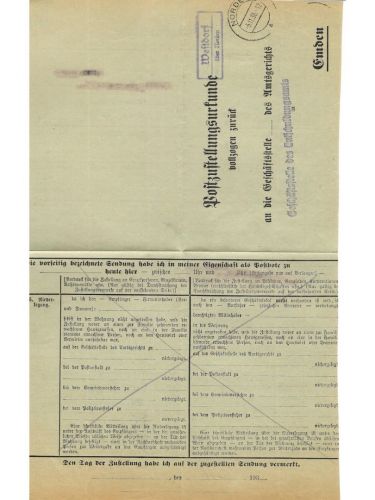 Landpoststempel Westdorf über Norden auf PZU vom 5.11.36