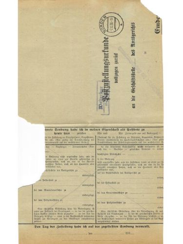 Landpoststempel Westerbur über Norden auf PZU vom 7.12.38