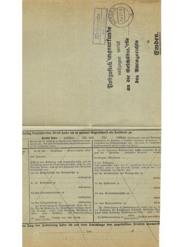 Landpoststempel Westerende über Norden auf PZU vom 2.4.37