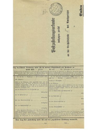 Landpoststempel Remels über Stickhausen-Velde auf PZU vom 2.2.38