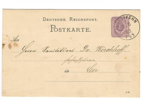 Landpoststempel Augustfehn auf Ganzsache vom 11.6.1883
