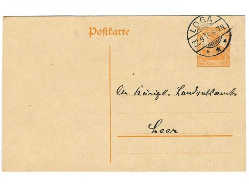 Poststempel Loga auf Ganzsache vom 22.9.1916