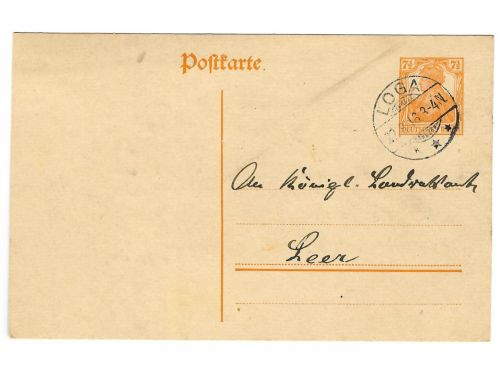 Poststempel Loga auf Ganzsache vom 22.8.1916