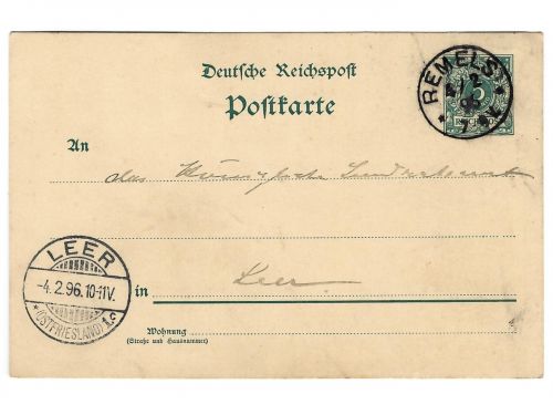 Poststempel Remels auf Ganzsache vom 4.2.1896