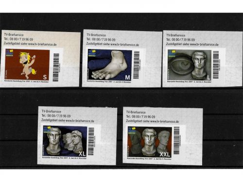 Privatpost TV-Briefservice Trier, Konstantin-Ausstellung, 5 Werte, selbstkleb.