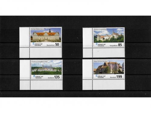 Privatpost südwest mail hohenlohe, Burgen und Schlösser, 4 Werte, nasskleb. (C)
