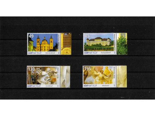 Privatpost südwest mail ulm, Sehenswürdigkeiten Barock, 4 Werte, nasskleb. (B)