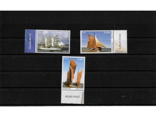 Privatpost Ridas-Post, Segelschiffe, 3 Werte, selbstkleb. (A)