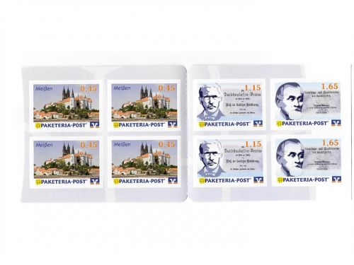 Privatpost Paketeria Meißen, VR-Bank, Volksbank, MH, selbstkleb.