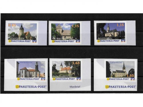 Privatpost Paketeria Meißen, VR-Bank, Kirchen, 6 Werte, selbstkleb.