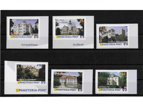 Privatpost Paketeria Meißen, VR-Bank, Burgen u. Schlösser, 6 Werte, selbstkleb.