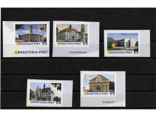 Privatpost Paketeria Meißen, VR-Bank, Rathäuser, 6 Werte, selbstkleb.