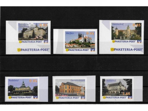 Privatpost Paketeria Meißen, VR-Bank, Bauwerke Denkmäler, 6 Wer. selbstkleb. (E)