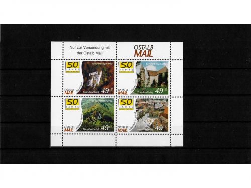 Privatpost Ostalb Mail, 50 Jahre Gmünder Tagespost, Viererblock, nasskleb.