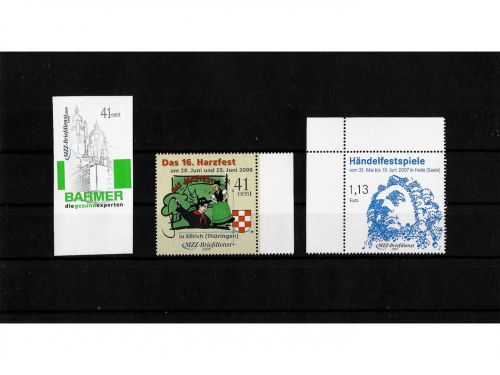 Privatpost MZZ-Briefdienst, Verschiedene Motive, 3 Werte, nasskleb.